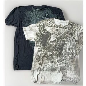 VTG Y2K  Men's Helix Graphic T Shirts Size Large Grunge Goth Punk (2 Shirts)